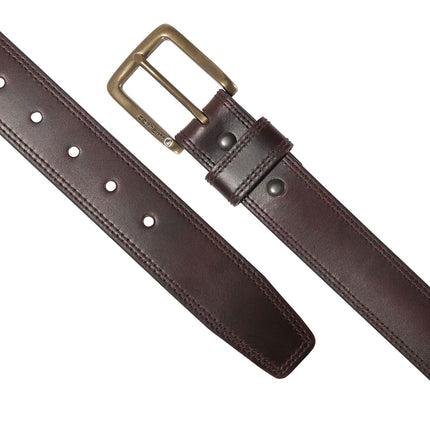 Carhartt Men's Double Row Stitching Snap Fasteners Brass Buckle, Brown, 34