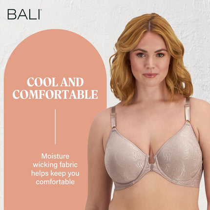Bali Women's Comfort Revolution Front-Close Shaping Underwire Bra - Gray - 36DD
