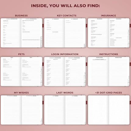 Clever Fox Large End of Life Planner – Guided Final Arrangements Organizer Notebook for Instructions, Beneficiary Info, Will Preparation, Last Wishes & Funeral Planning – 8.5" x 11" (Burgundy)