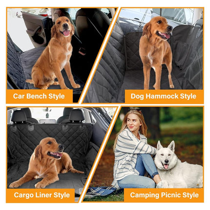 Housse de siège de voiture pour chien Simple Deluxe, imperméable avec fenêtre en filet et 3 poches de rangement, hamac de voiture pour chien durable, anti-rayures et antidérapant de taille universelle, pour voitures, camions, VUS, Standard.