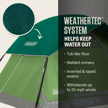 Coleman Sundome 2-Person Tent with Rainfly, Weatherproof Tent Sets Up in 10 Mins