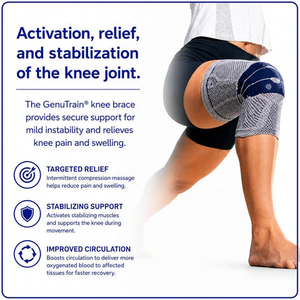 Bauerfeind Knee Brace GenuTrain Unisex for Relief, Stabilisation and Activation After Injury, Surgery or in Chronic Cases Such as Gonarthrosis (Joint Wear) or Arthritis, Knee Bandage