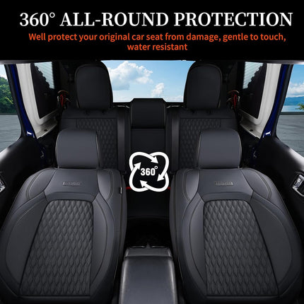 Coverado Seat Covers for Jeep Wrangler, 4 Door Leather Custom Car Seat Covers, Front & Rear Seat Cushion Protector Fit for Jeep Wrangler JL Seat Covers 4-Door Sahara Sport Rubicon 2018-2026 (Black)