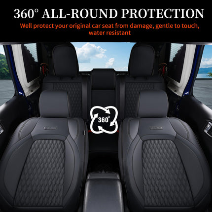 Coverado Seat Covers for Jeep Wrangler, 4 Door Leather Custom Car Seat Covers, Front & Rear Seat Cushion Protector Fit for Jeep Wrangler JL Seat Covers 4-Door Sahara Sport Rubicon 2018-2026 (Black)