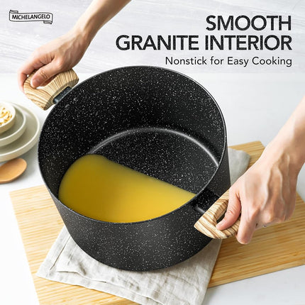 MICHELANGELO 8 Quart Stock Pot With Lid, Nonstick Cooking Pot, Large Induction Soup Pot for Cooking, Stockpot With Healthy Coating