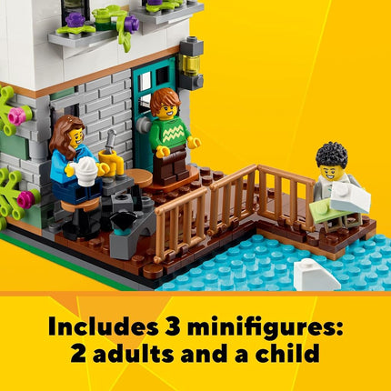 Creator 3 in 1 Cosy House Building Kit, Rebuild into 3 Different Houses, Includes Family Minifigures and Accessories, DIY Building Toy Ideas for Outdoor Play for Kids, Boys and Girls, 31139