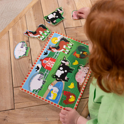 Melissa & Doug Rompecabezas de granja con clavijas