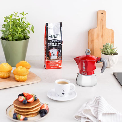 Bialetti New Moka Induction InBialetti Moka Induction Stovetop Coffee Maker (3 cup) - Redduction Coffee Pot, 4 Cups, 150 ml, Aluminium, Red