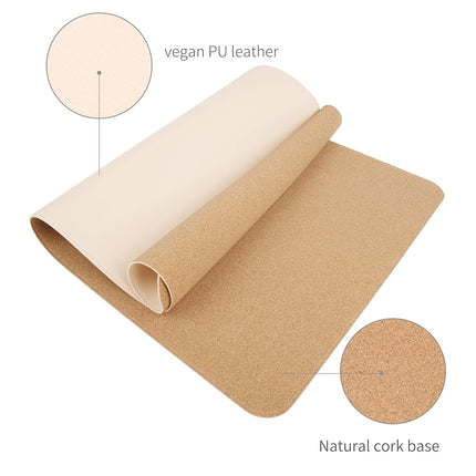 RENMTURE Dual-Sided Desk Pad, Natural Cork & PU Leather Large Mouse mats for Office and Home Work, Desk Protector Non-Slip, Waterproof, Easy Clean (Dark Coffee, 36"x17")
