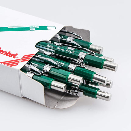 Pentel Sharp Mechanical Pencil (0.5mm), Green Barrel, Box of 12 (P205D)