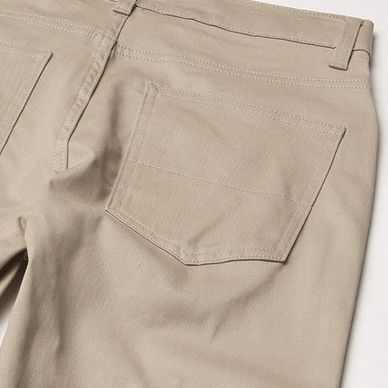 Nautica Boys' Flat Front Stretch Twill Chino Khaki Trousers School Uniform 5 Pocket Flat Front Trousers, Khaki 5-Pocket, 16