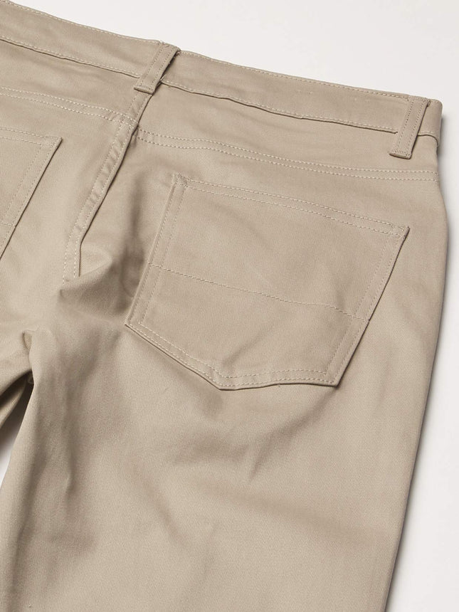 Nautica Boys' Flat Front Stretch Twill Chino Khaki Pant, Khaki 5-Pocket, 4