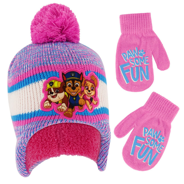 Nickelodeon girls Winter Hat and Mittens Set, Paw 