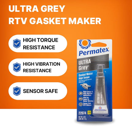 Permatex 82195-6PK Ultra Grey Rigid High-Torque RTV Silicone Gasket Maker - 13 oz., (Pack of 6)