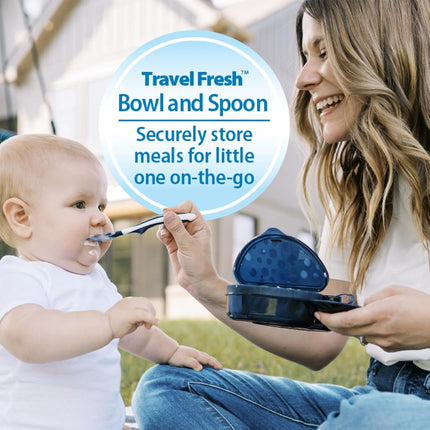 Bol Dr. Brown's Travel Fresh y Cuchara a Presión, Bol Dividido con Cuchara para la Alimentación de Niños Pequeños Fuera de Casa, Sin BPA, 4m+