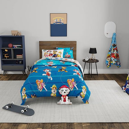 Franco Kids Bedding Super Soft Comforter and Sheet Set with Sham, 5 Piece Twin Size, Paw Patrol Boys