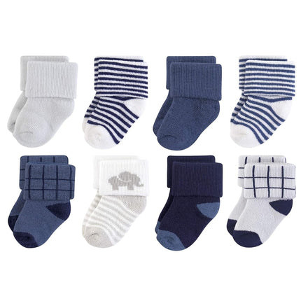 Touched by Nature Unisex Baby Organic Cotton Socks, Blue Elephant, 6-12 Months