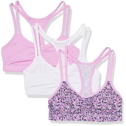 Sujetador deportivo de tirantes finos para niñas Fruit of the Loom, Ditsy Blooms/Blanco/Lila Lavish, 40