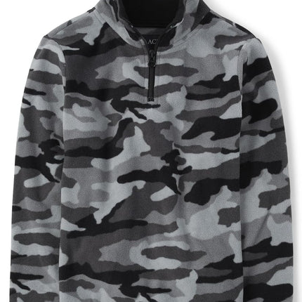 Chandail en molleton chaud à quart de zip pour garçons The Children's Place, motif camouflage douillet, très grand
