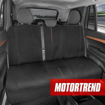 Motor Trend SpillGuard Waterproof Rear Bench Car Seat Cover, Beige Stitching – Split Bench Rear Seat Protector with Neoprene Padding, Back Seat Cover for Kids & Dogs, Car Interior Covers