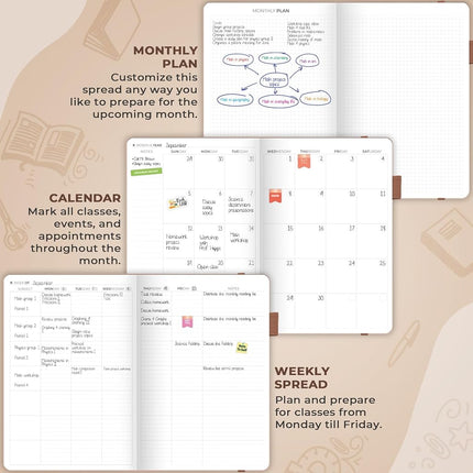 Clever Fox Teacher Planner – School Year Planner with Calendars & Lesson Plans – Teacher Plan Book for Classroom & Homeschool Organization - Undated, 7x10″, Hardcover (Rose Gold)