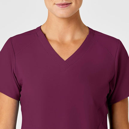 WonderWink W123 6155 Women's Stylized V-Neck Top, Wine, 2X