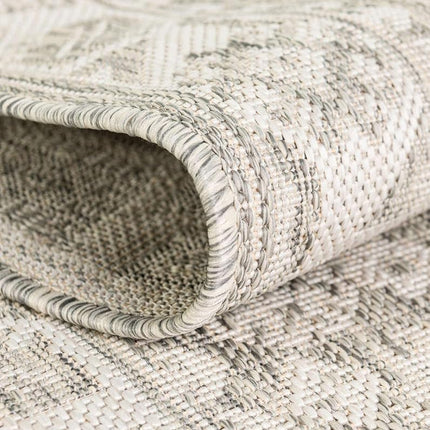 Unique Loom Outdoor Aztec Collection Area Rug - Chalca (2' 7" x 12' Runner, Light Gray/Ivory)