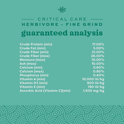Oxbow Animal Health Critical Care, Herbivore, Fine Grind Papaya Flavor, 100 Gram Bag