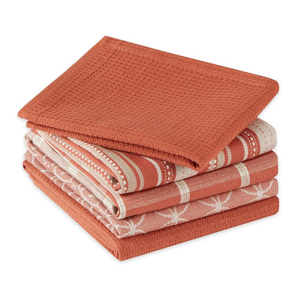 DII 100% Cotton, Ultra Absorbent, Oversized, Washing, Drying, Basic Everyday Kitchen Dishtowel 18 x 28 & Dishcloth 13 x 13, Set of 5 - Spice