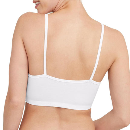 Hanes Women's Bralette, Breathable Pullover Bra, Crop Top, Solid Or Assorted, 3-Pack, Opaque, White/White/White, L (Pack of 3)