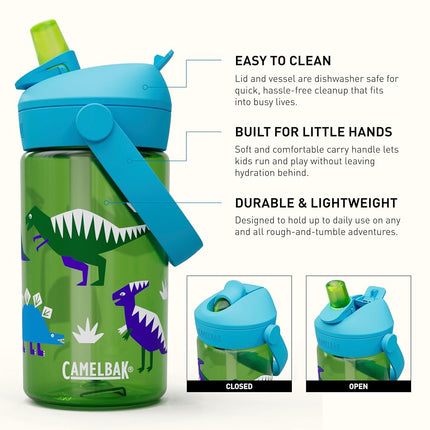 Camelbak THRIVE FLIP STRAW KIDS 415 ml – sport bottle – leak-proof – child-friendly size – easy drinking mechanism – ideal for on-the-go – Hip Dinos, size: OS