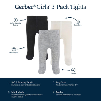 Gerber Baby Girls Footed Sweater Knit Tights, Grey Heather, 4-5T