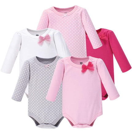 Hudson Baby Unisex-Baby Bodysuits de algodón de manga larga, Basic Bow, 0-3 meses
