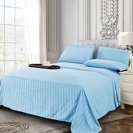 Elegant Comfort Luxury Soft Bed Sheets Dobby Stripe 1500 Premium Hotel Quality Microfiber Softness Wrinkle and Fade Resistant (6-Piece) Bedding Set, Queen, Aqua Blue