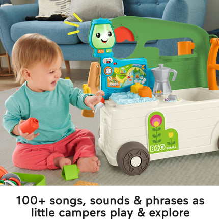 Fisher-Price Ríe y Aprende Autocaravana 3 en 1 para bebés y niños pequeños, andador y centro de actividades con Smart Stages para edades de más de 9 meses
