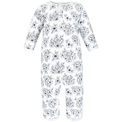 Hudson Baby Unisex Baby Premium Quilted Coveralls, Blue Toile, 3-6 Months