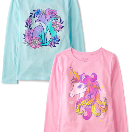 The Children's Place Girls Unicorn Long Sleeve Gra