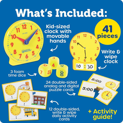 Learning Resources Time Activity Set, Ages 5–7, Teaching Time Toy, Learn to Tell Time, Homeschool Clock Kit, Analogue & Digital Activities