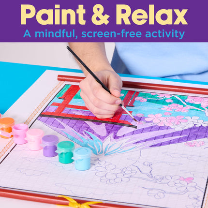 Faber-Castell Paper Scroll Painting Kit: Mount Fuji | Hanging Wall Art with Pre-Printed Design, Ready-to-Hang DIY Painting Craft for Kids, Teens & Adults (1 Scroll, 8 Paints,1 Brush)