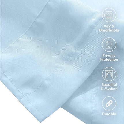 Elegant Comfort 2-Piece Sheer Panel with 2inch Rod Pocket - Window Curtains 40-inch Width X 84-inch Length, Light Blue