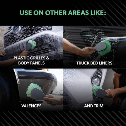 Chemical Guys Wheelie All Exterior Surface and Wheel Brush - Soft Bristles for Safe Cleaning of Wheels, Rims, Tires, and Exterior Surfaces on Cars, Trucks, Motorcycles, RVs, and More - Green