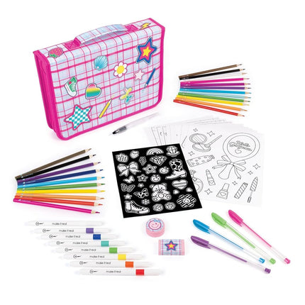 Make It Real: Creative Artist Suitcase Art Set - 50pc Zipper Binder Case, Gel Pens-Color Pencils-Acrylic Markers-Stickers, Crafts Tweens-Girls-Kids 6+