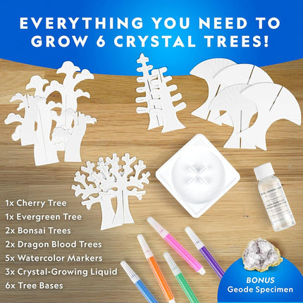 NATIONAL GEOGRAPHIC Kits de bricolage pour enfants - Kit de culture de cristaux, Faites pousser 6 arbres de cristaux en seulement 6 heures, Kit d'artisanat éducatif avec fournitures artistiques, spécimen de géode et guide d'apprentissage STEM