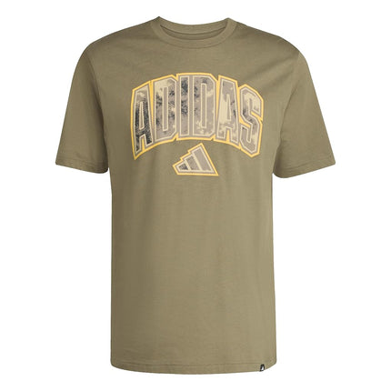 adidas Men's Camouflage Graphic T-Shirt, Olive Strata/Script, Small Tall