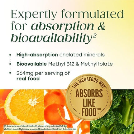 MegaFood Women's 55+ Advanced Multivitamin - Promotes Brain Health, Healthy Aging, and Bone Health for Women Over 55 - Non-GMO, Vegetarian, Gluten-Free - 60 Tablets (30 Servings)