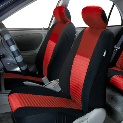 FH Group Front Set 3D Air Mesh Car Seat Covers for Low Back Car Seats with Removable Headrest, Universal Fit, Airbag Compatible Seat Cover for SUV, Sedan Red