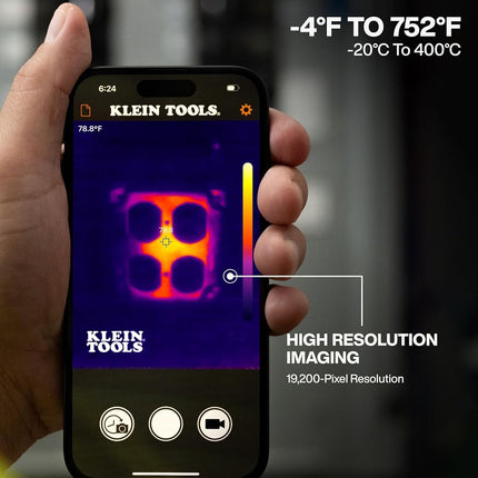 Klein Tools TI223 Mobile Thermal Imaging Camera Thermal Imaging Camera for iOS Android 19,200 Pixels, Wide Temperature Range from -4 to 752 Degrees Fahrenheit, Professional Infrared Camera