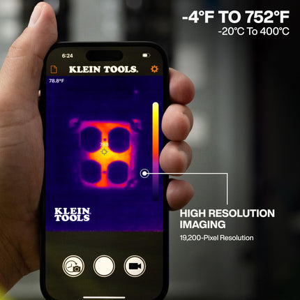 Klein Tools TI223 Mobile Thermal Imaging Camera Thermal Imaging Camera for iOS Android 19,200 Pixels, Wide Temperature Range from -4 to 752 Degrees Fahrenheit, Professional Infrared Camera