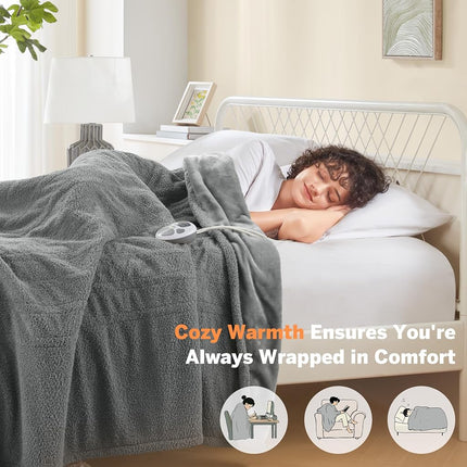 Serta Heated Blanket, Electric Full Size Blanket, Soft, Warm, Fuzzy Heating Blanket Full for Office, Couch, 1-12 hr Auto Shut Off Timer, 10 Lv Heat Setting, ETL Certified, Full 77" x 84" Rust