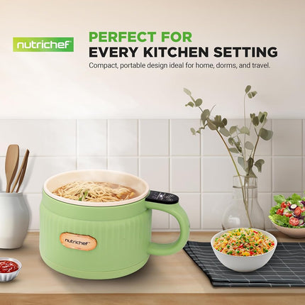 NutriChef Rice Cooker 1.5L with Ceramic Non-Stick Pot & Digital Controls